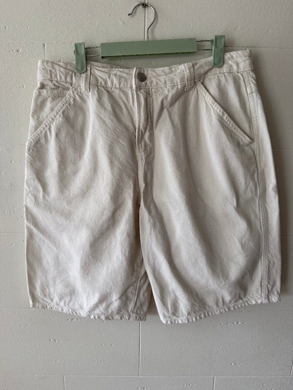 Zara | Long White Denim Bermuda Shorts | Classic Casual | Size 10